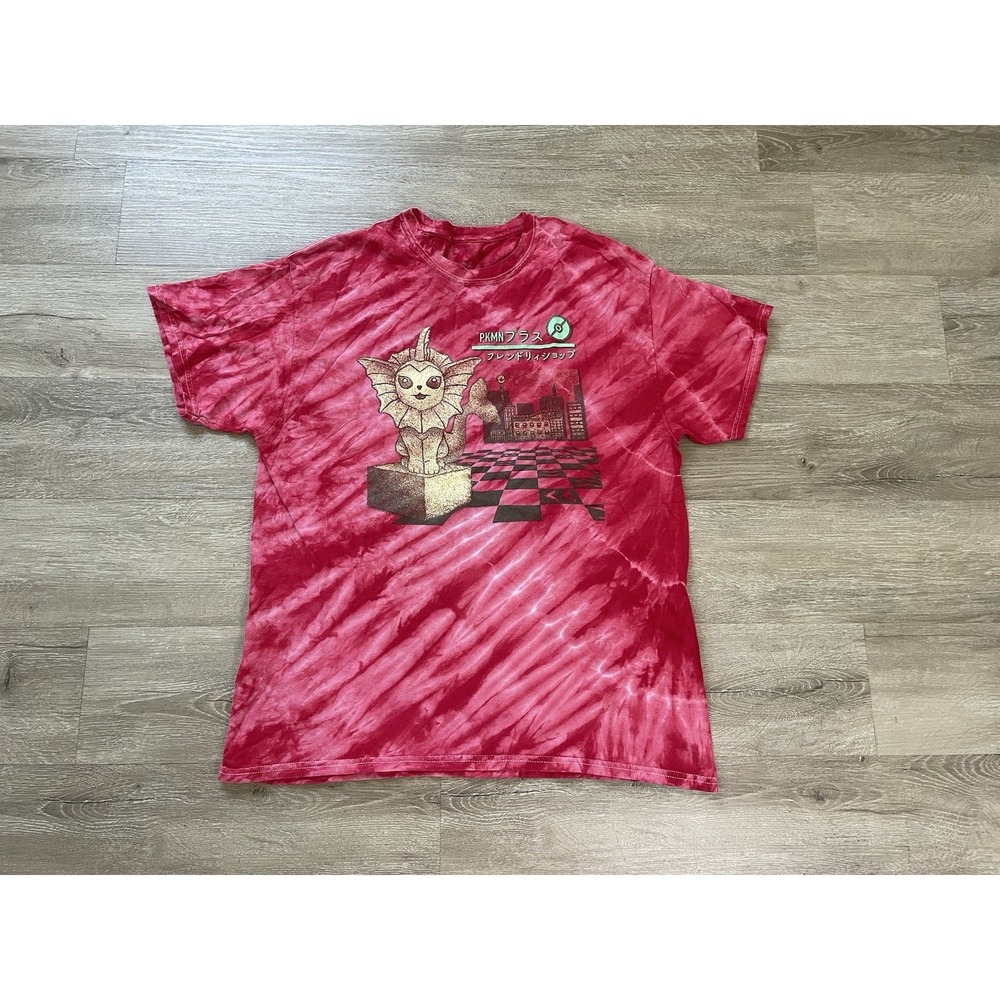 Pokemon Tie-dye T-shirt Featuring Vaporeon Mens Sz L Red Short Sleeve